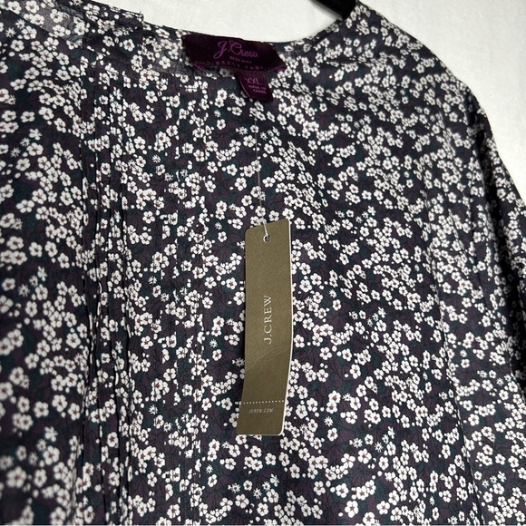 NWT J. Crew Liberty Fabric Navy Floral Misti Valeria Smocked Waist Blouse XXL - Picture 6 of 11
